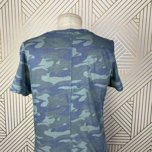 Monrow Camo Tee Shirt Dress Succulent Green Short Sleeve Ruched Size US Small - Picture 7 of 11